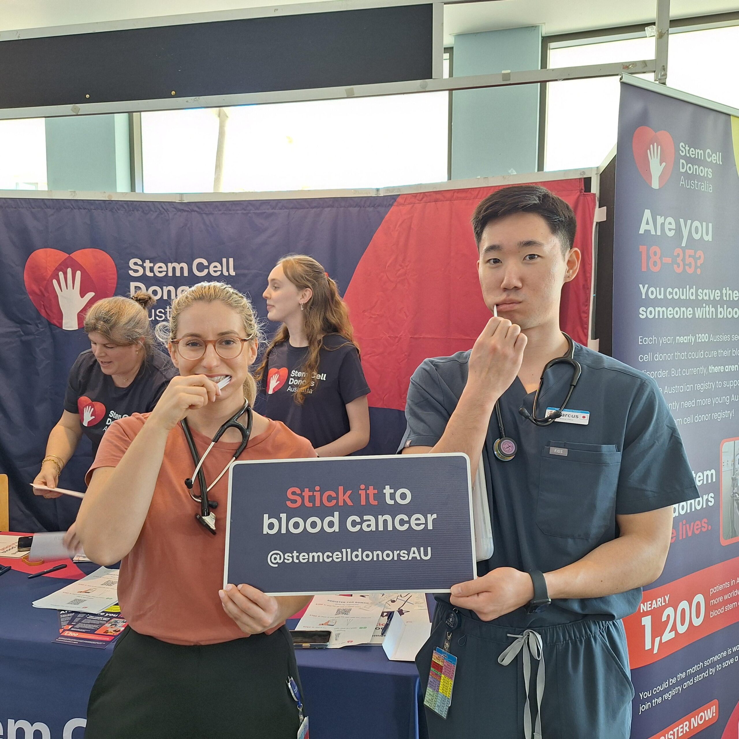 Healthcare workers signing up to the Stem Cell Donors registry.