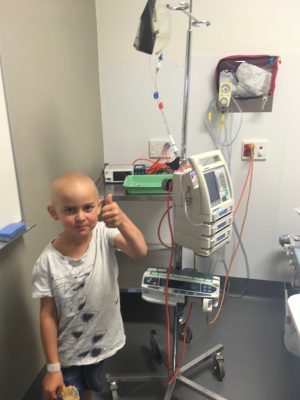 Rocco Nield in the hospital after chemo