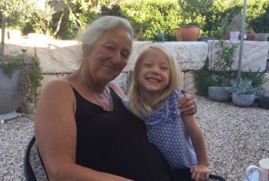 Cath Armstrong with her granddaughter, Zara, in her garden at Tamworth before her stem cell transplant.