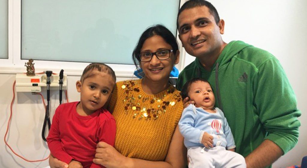 Kiaan and his family in the hospital