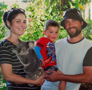Lisa, Anthony and Jackson holidaying on the Gold Coast, July 2018.