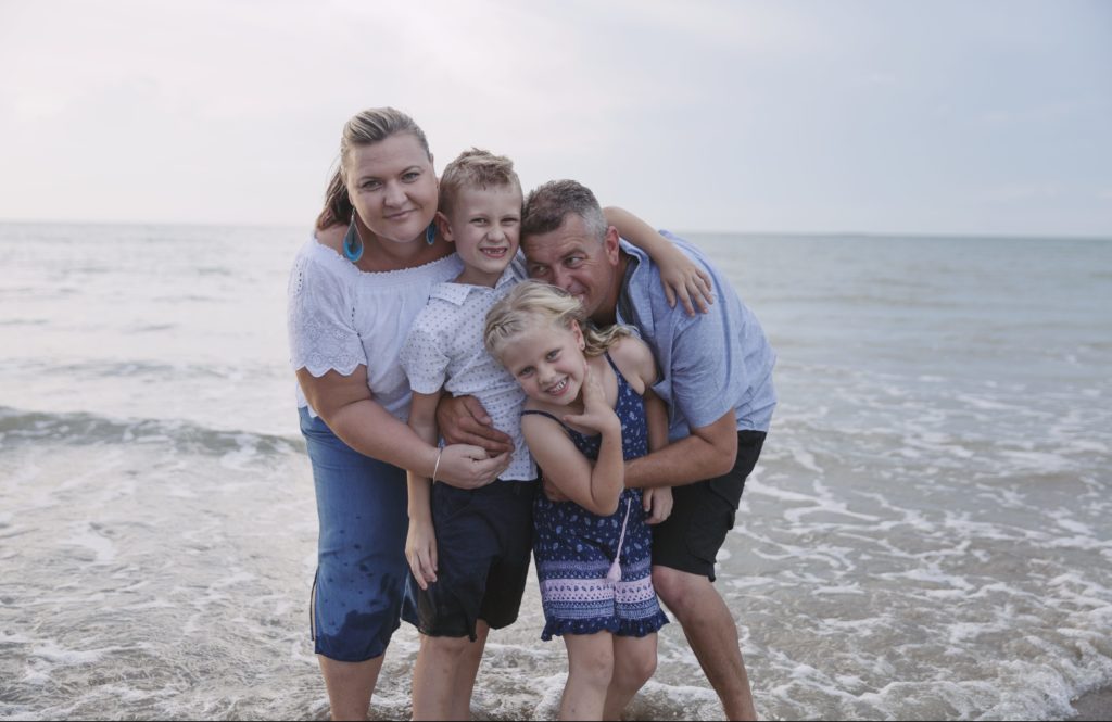 Jeanette Kingston and family on the beach