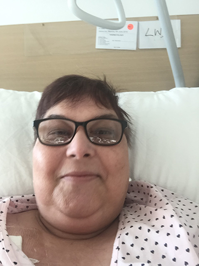 Rita Mauri in hospital during her stem cell transplant.