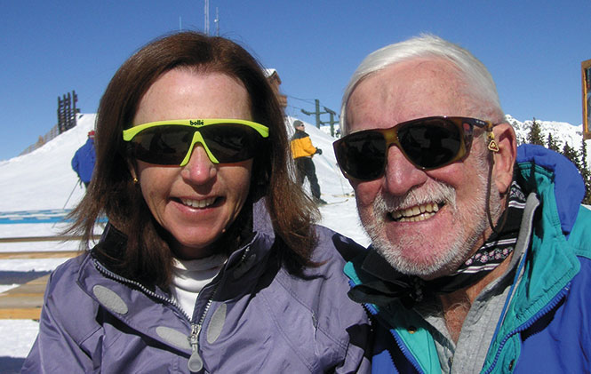 Susie-Lee and her late husband Bob enjoying a skiing holiday