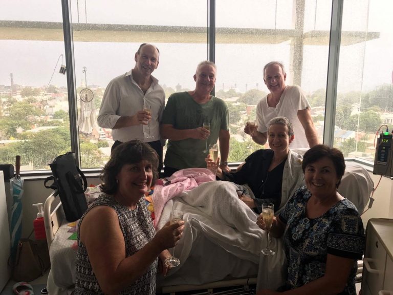 Louise and family on 7 day of stem cell transplant