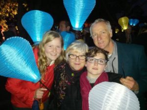 Eleanor with her family at Light the Night in Melbourne, 2014