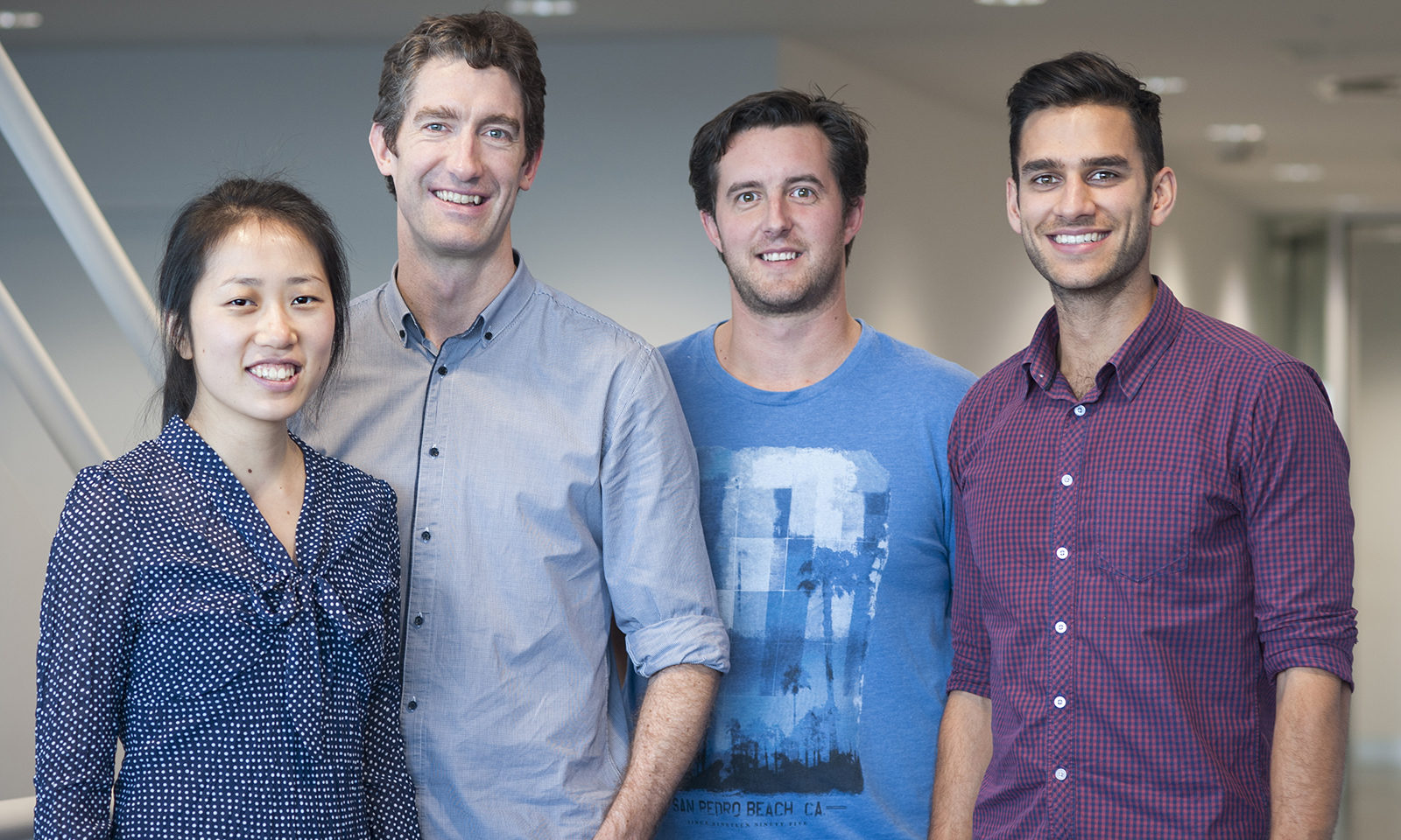 Matt Witkowski, right, with from left, Grace Liu, Ross Dickins* and Mark McKenzie** from Dr Dickins’ lab at the Walter and Eliza Hall Institute