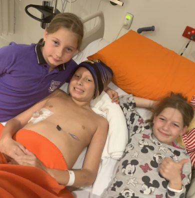 Younger sisters, Amara, left, and Nylah, in hospital with Oren