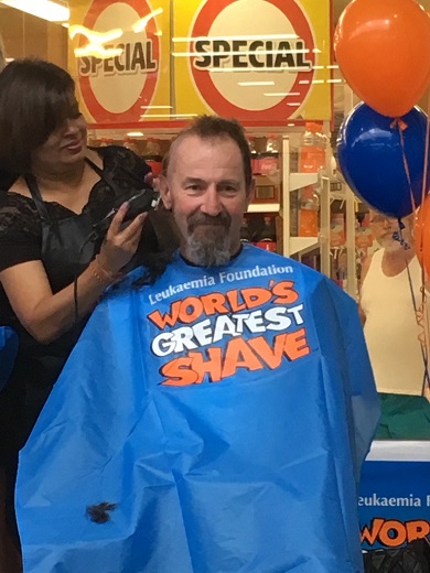 Danny Palmer participating in Worlds Greatest Shave in March 2019