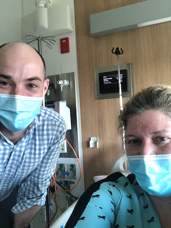 Deborah Sims and Michael Dickinson in hospital