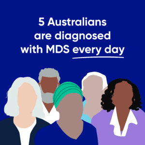 Graphic showing that 5 Australians are diagnosed with MDS every day