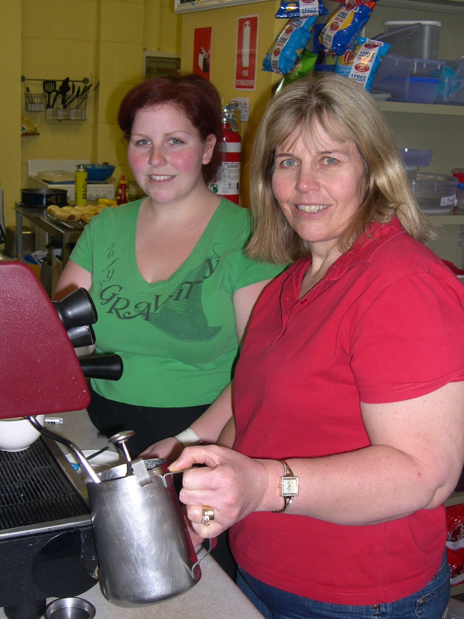 Leanne working alongside her daughter Kristy at the café