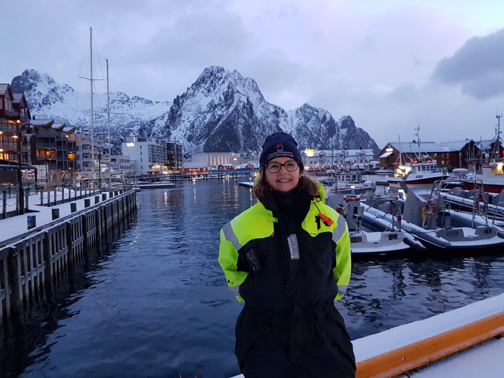 Dr Cecily Forsyth in the Lofoten Islands, Norway