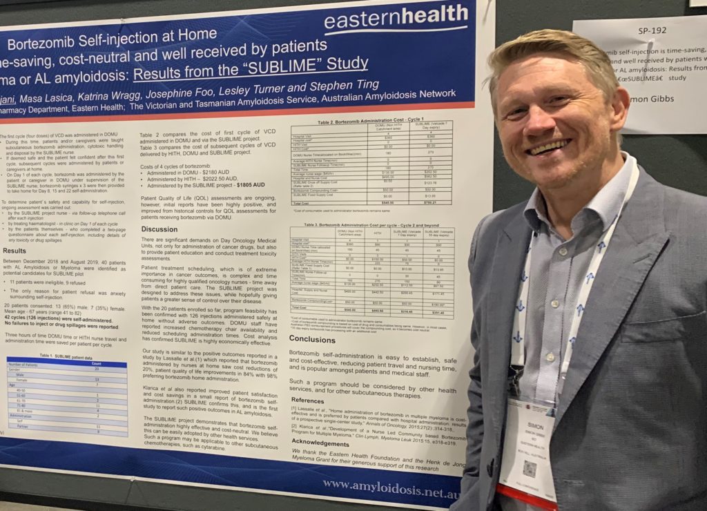 Dr Simon Gibbs at an international haematology conference in Boston, in 2019