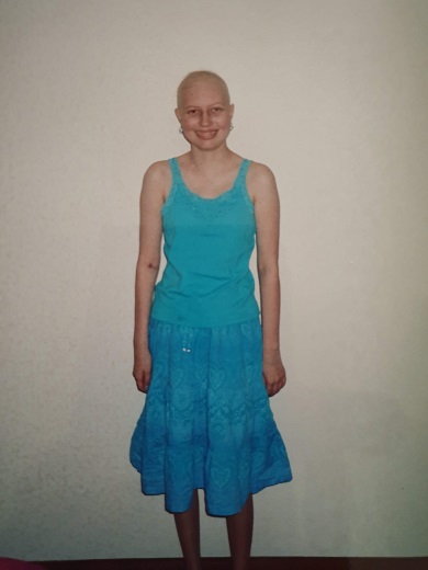 Emma at the end of her blood cancer treatment