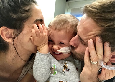Flynn kept smiling by mum and dad during treatment