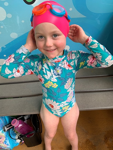 Haylen's first swimming lesson since being sick