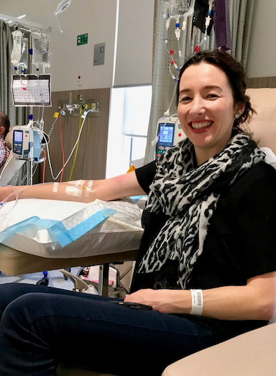 Steph Eliot at her first chemo session