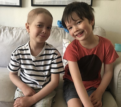 Larry and Henry together at home post-transplant in December 2019.