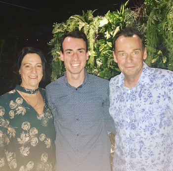 Hugh with his mum and dad at his 21st birthday