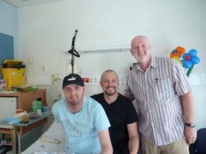 Edward with his brother, Sean and dad, Warren the day before his transplant in 2012.
