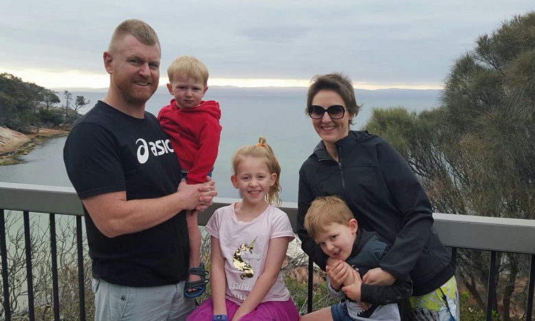 Hayley with her family on a trip to Tasmania in 2019. 