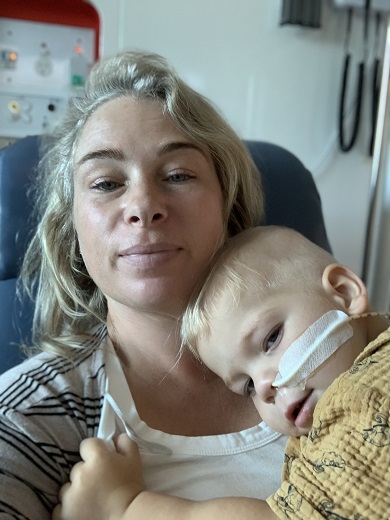 Sarah and Benji in hospital November 2020.