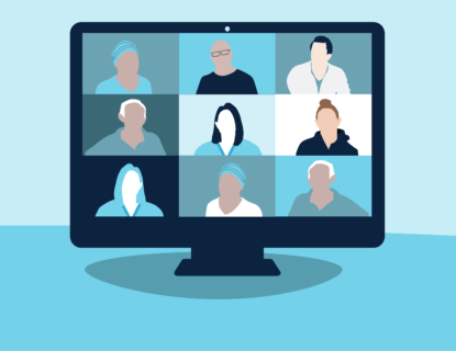 Illustration of people in an online video call