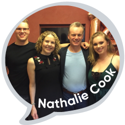 Nathalie Cook with her family - her partner and two young adult children