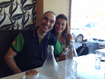 George and Patricia at a caffe