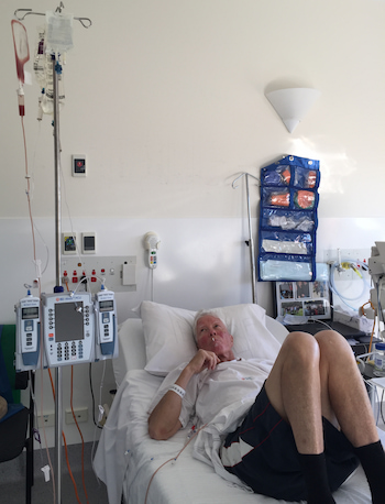 Don Hayes having donor cell infusion