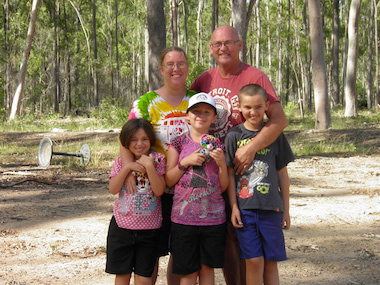 Nerys, Richard and the kids at their house