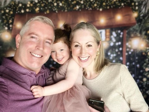 Giles Purbrick with wife and daughter