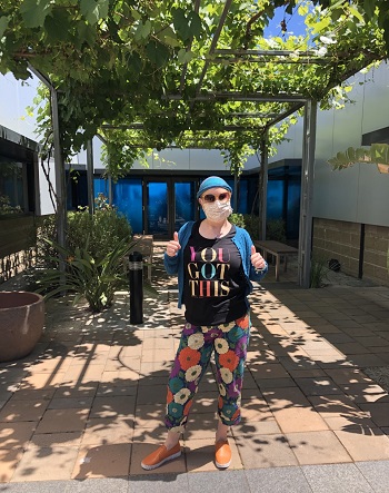 Shelley is used to having to ‘mask up’ to protect herself