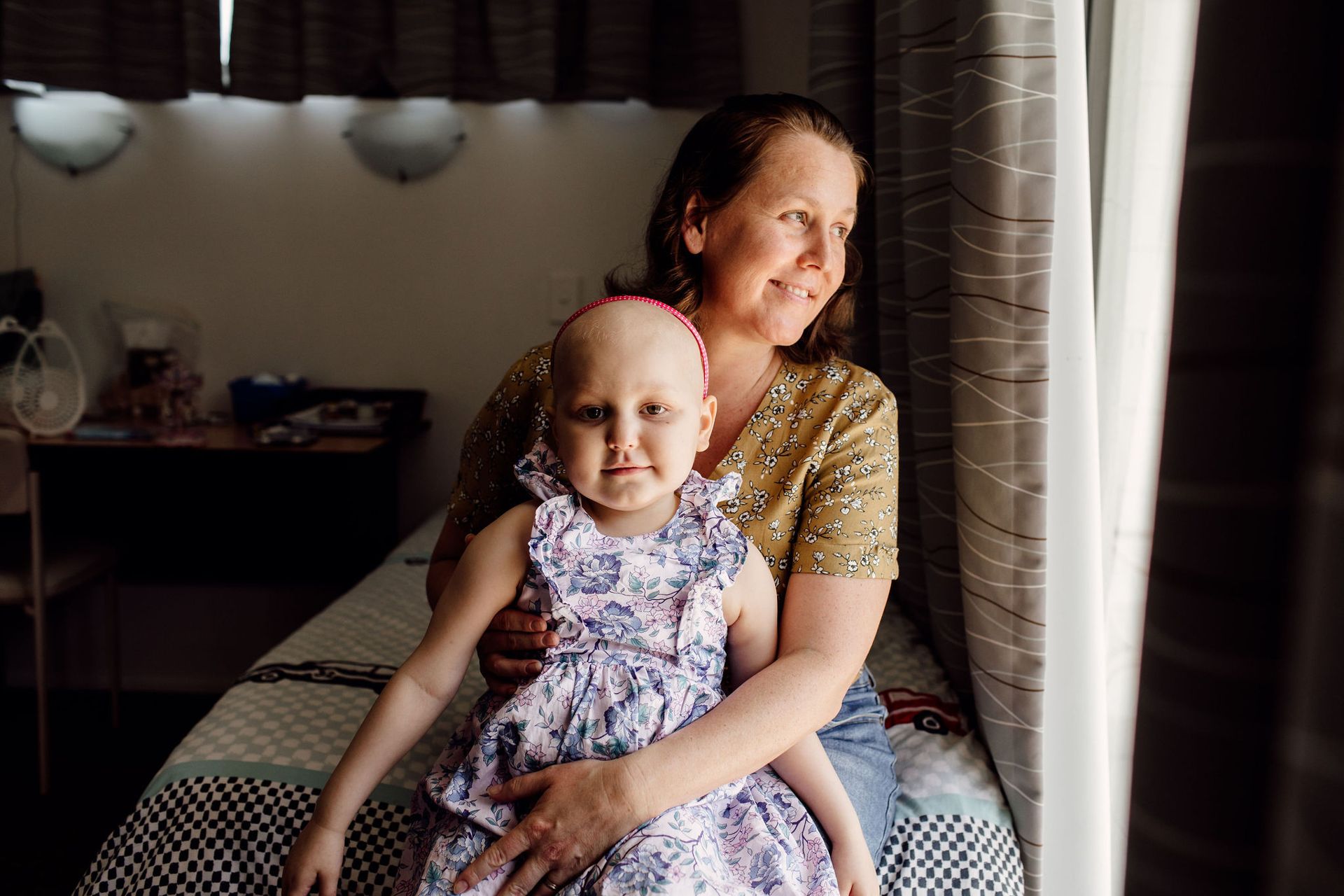 Arianna and her mother in Leukaemia Foundation accommodation
