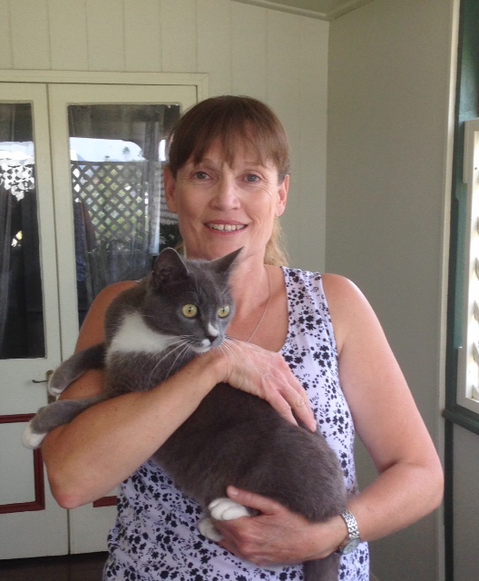 Barb Vezos with her cat, Kitty