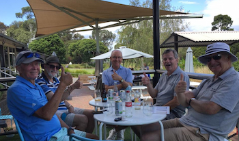 February 2022: “Having an after-game drink after finally getting back to playing golf again”