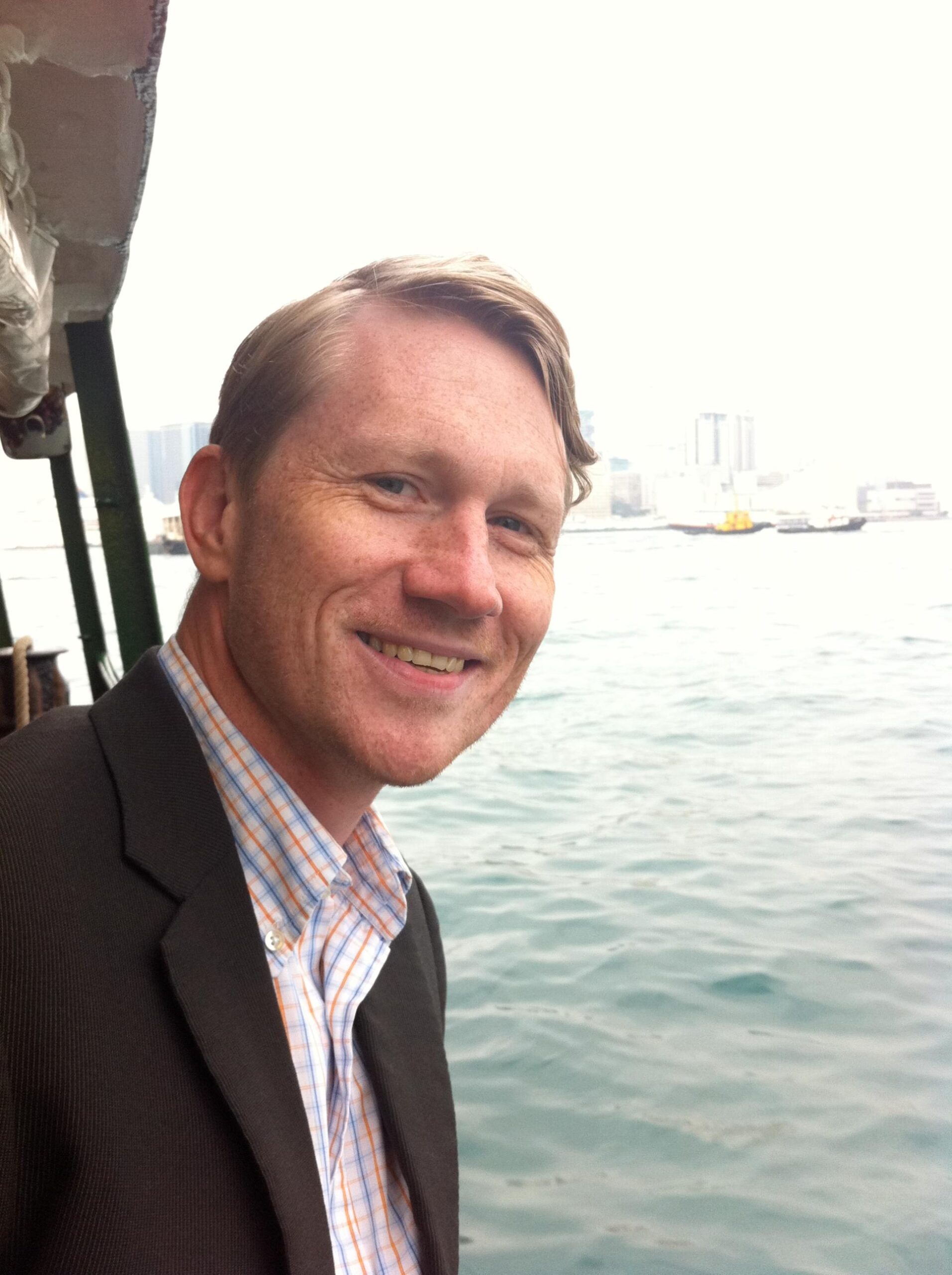 Dr Simon Gibbs on the Hong Kong Star Ferry.