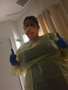 Once treatment started, Ruth (my partner), often had to wear protective clothing to help prevent possible infections while my immune system was low.