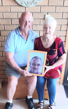 “You can’t forget, but you do have to move on” says Jeannie, with Lindsay and the photo of her first husband, Kevin, that they have in their home at Wangaratta