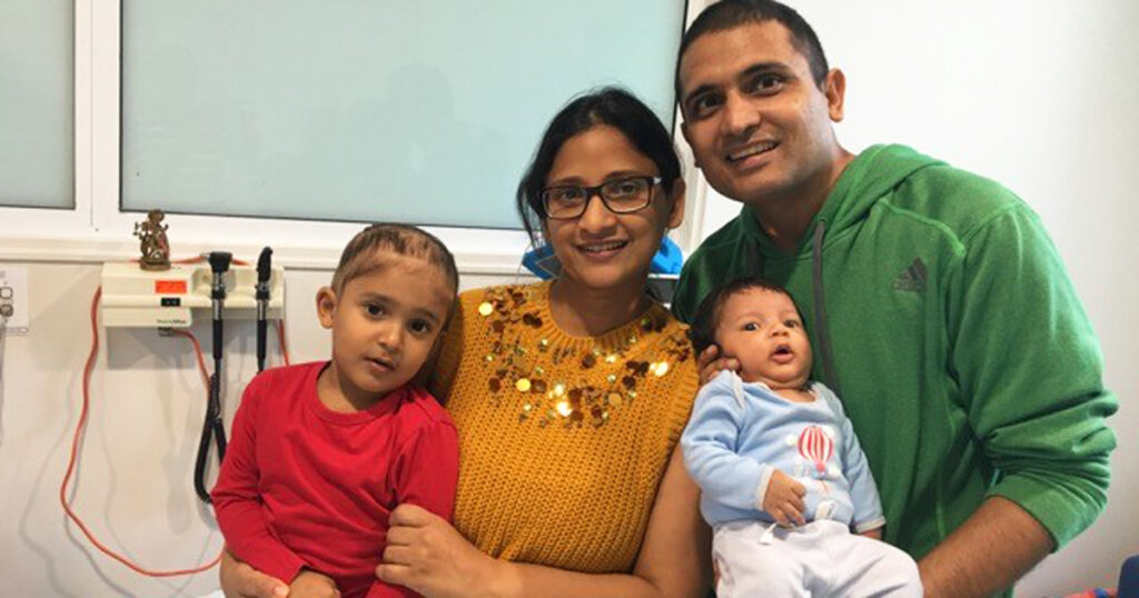 Kiaan (far left) was diagnosed with acute myeloid leukaemia