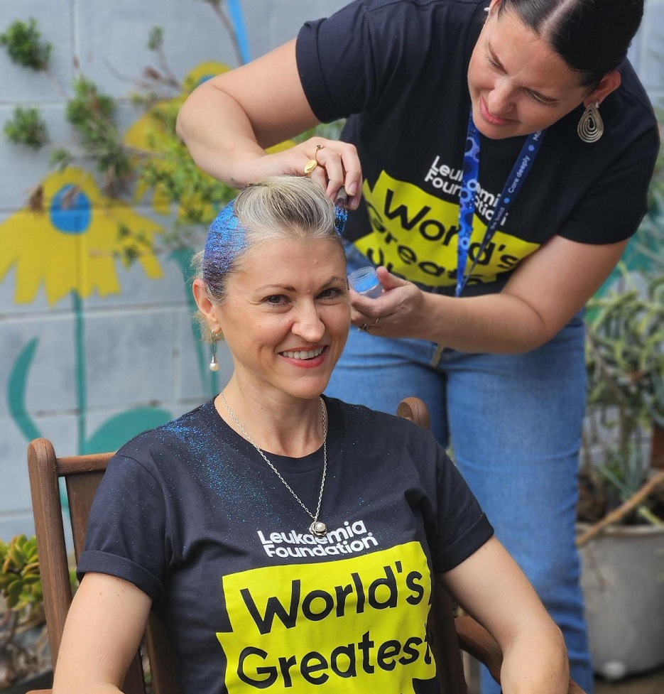 Sarah Delacey taking part in World's Greatest Shave