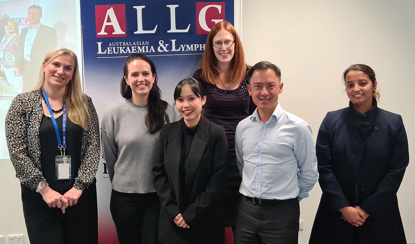Professor Andrew Perkins, second right, with members of his Blood Cancer Genomics lab team at the Australian Centre for Blood Cancers, Monash University