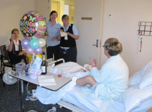 Cheryl celebrating her birthday at the Wesley Hospital in November 2015